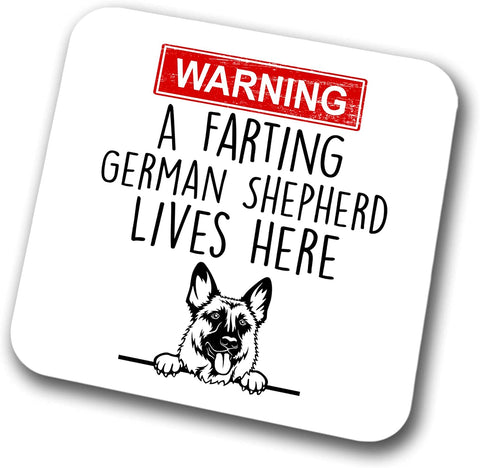 German Shepherd Warning A Lives Here Mum Dad Coaster Dog Dad Alsatian Dad  Friend Funny Gift for Birthday Christmas, German Shepherd Mum Coaster
