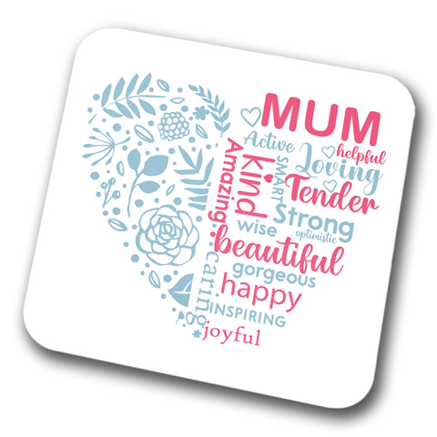 Heart with words of kindness mother's day Coaster